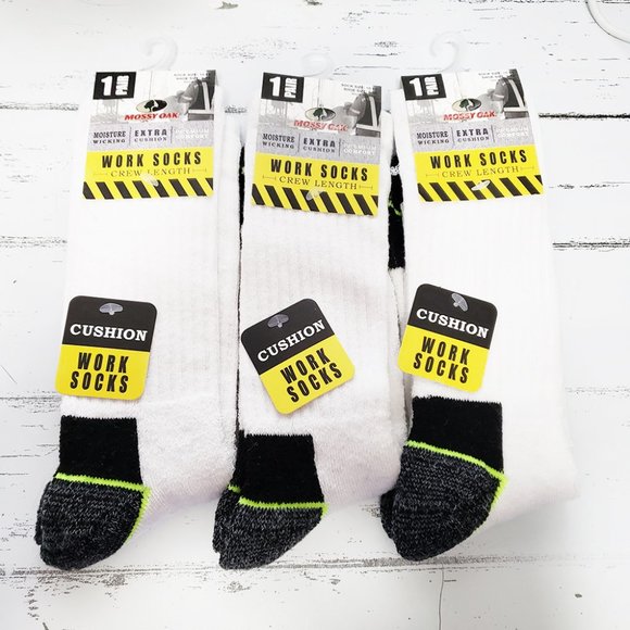 3 Pk Men's Mossy Oak Work Socks Moisture Wicking - Picture 2 of 13